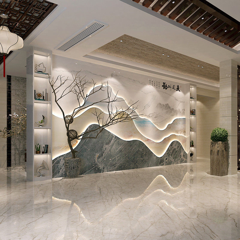 背景墙新款轻奢电视岩板瓷砖大板酒店大堂吧台瓷砖背景墙