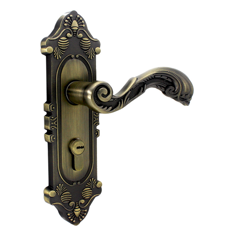 欧式复古单舌静音锁青古铜仿古美式室内门锁固定孔距135枪黑金锁