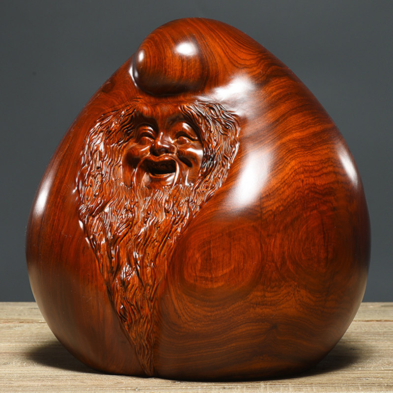 刺史花梨木雕雕刻寿桃摆件老寿星红木家居工艺品木雕