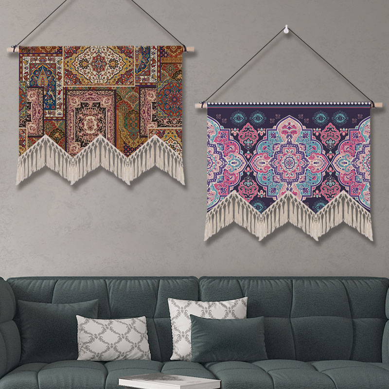 装饰民族风流苏挂毯背景布卧室卧室书房壁挂棉麻挂毯