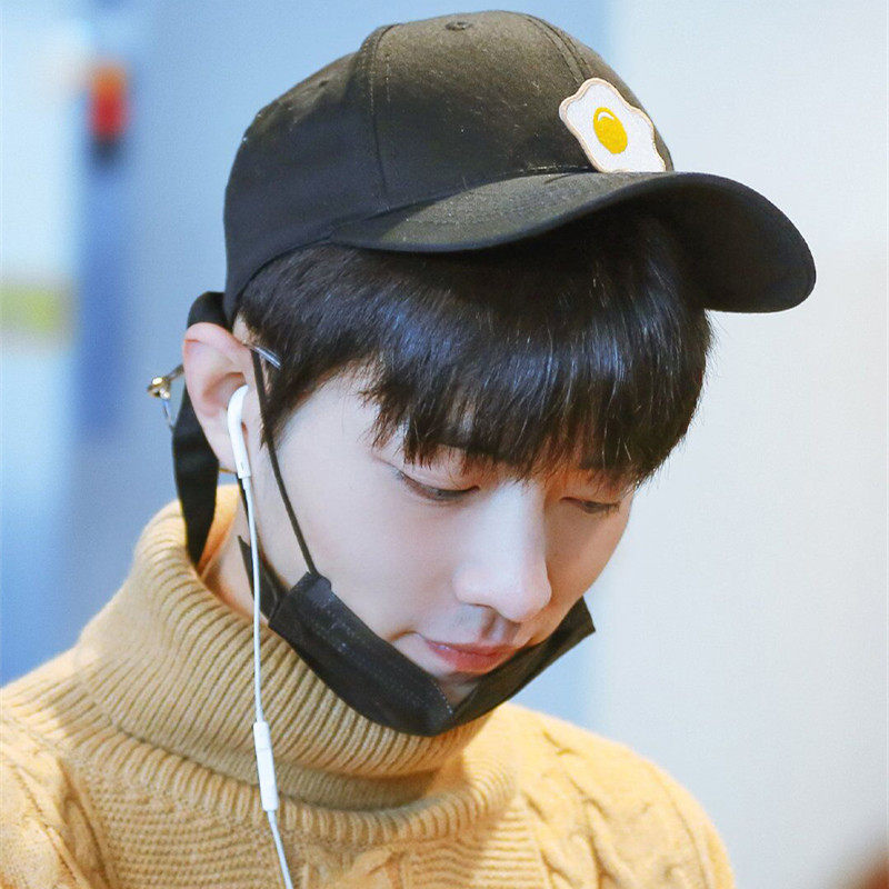 肖战同款荷包蛋棒球帽子男韩版百搭鸭舌帽女学生煎蛋个性弯檐帽