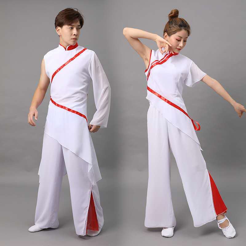 服男红色摇篮舞蹈女生现代舞演出服中国国风飘逸肚皮舞上装