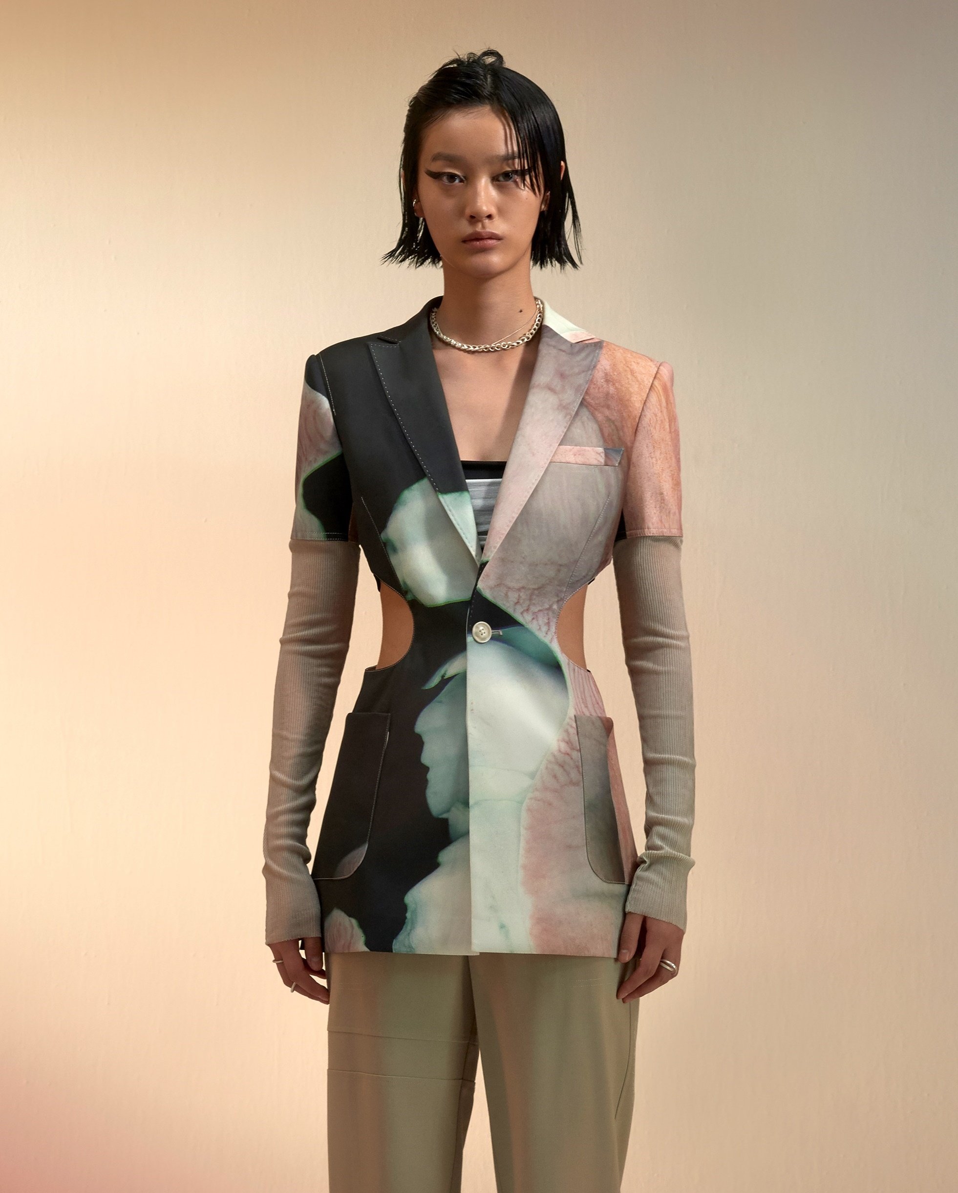 oudewaag安格集合单扣露修身中长西装外套女款西装