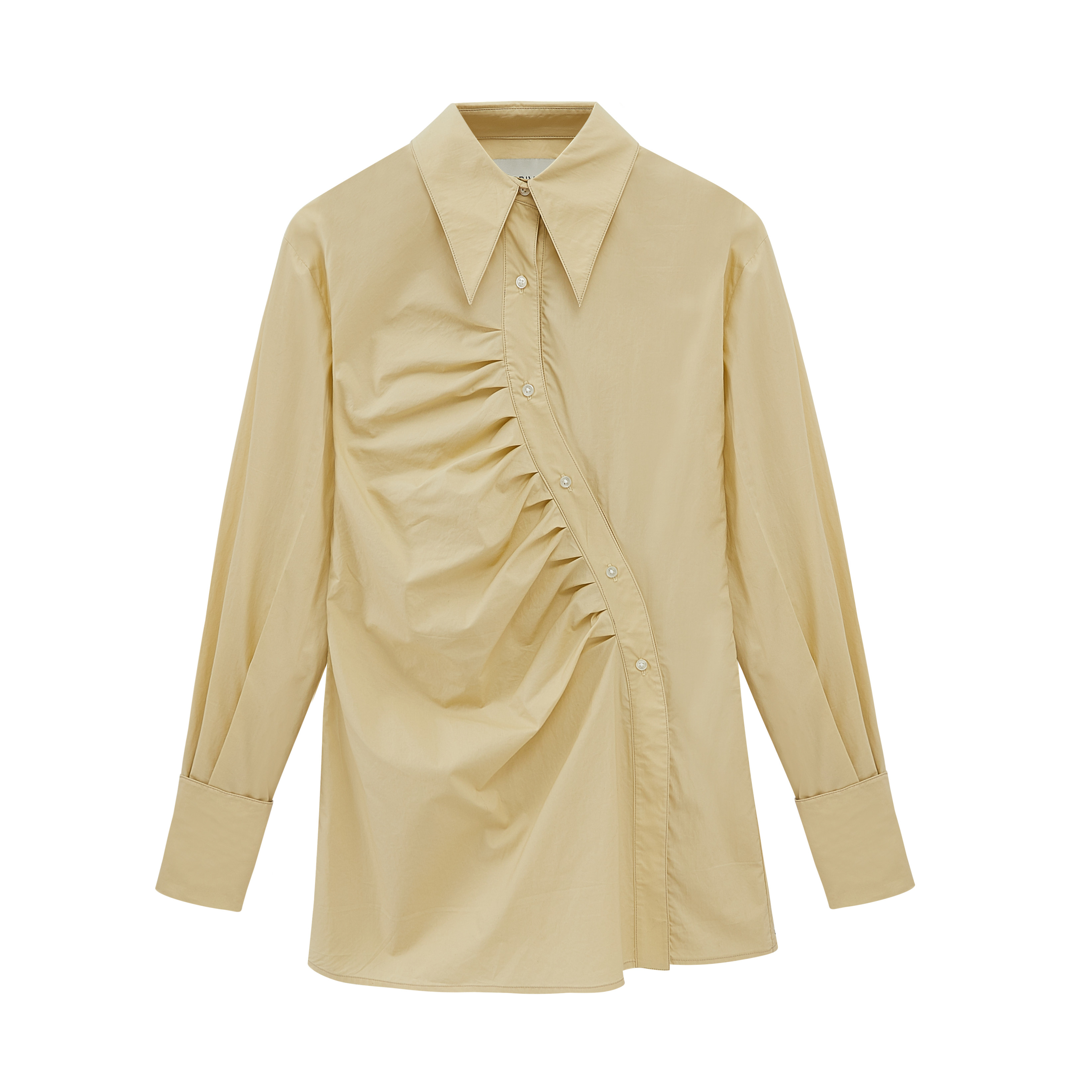 ecrivain安格集合小众设计师纯色个性休闲曲线门襟衬衫