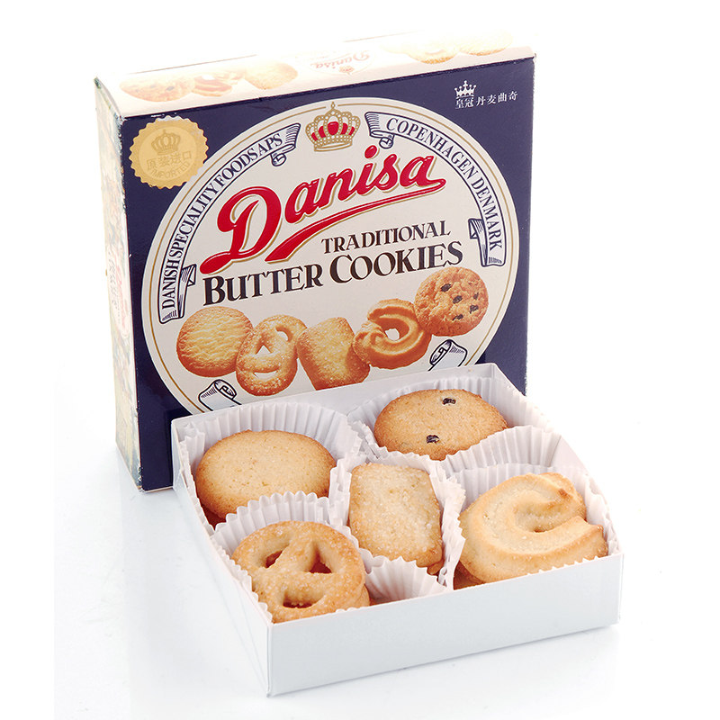 danisa皇冠曲奇饼干90g*5盒丹麦风葡萄干味进口黄油糕点办公零食