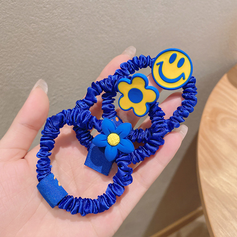 克莱因蓝头绳头饰2022年新款蝴蝶结发圈夏季扎头发皮筋皮套发绳女