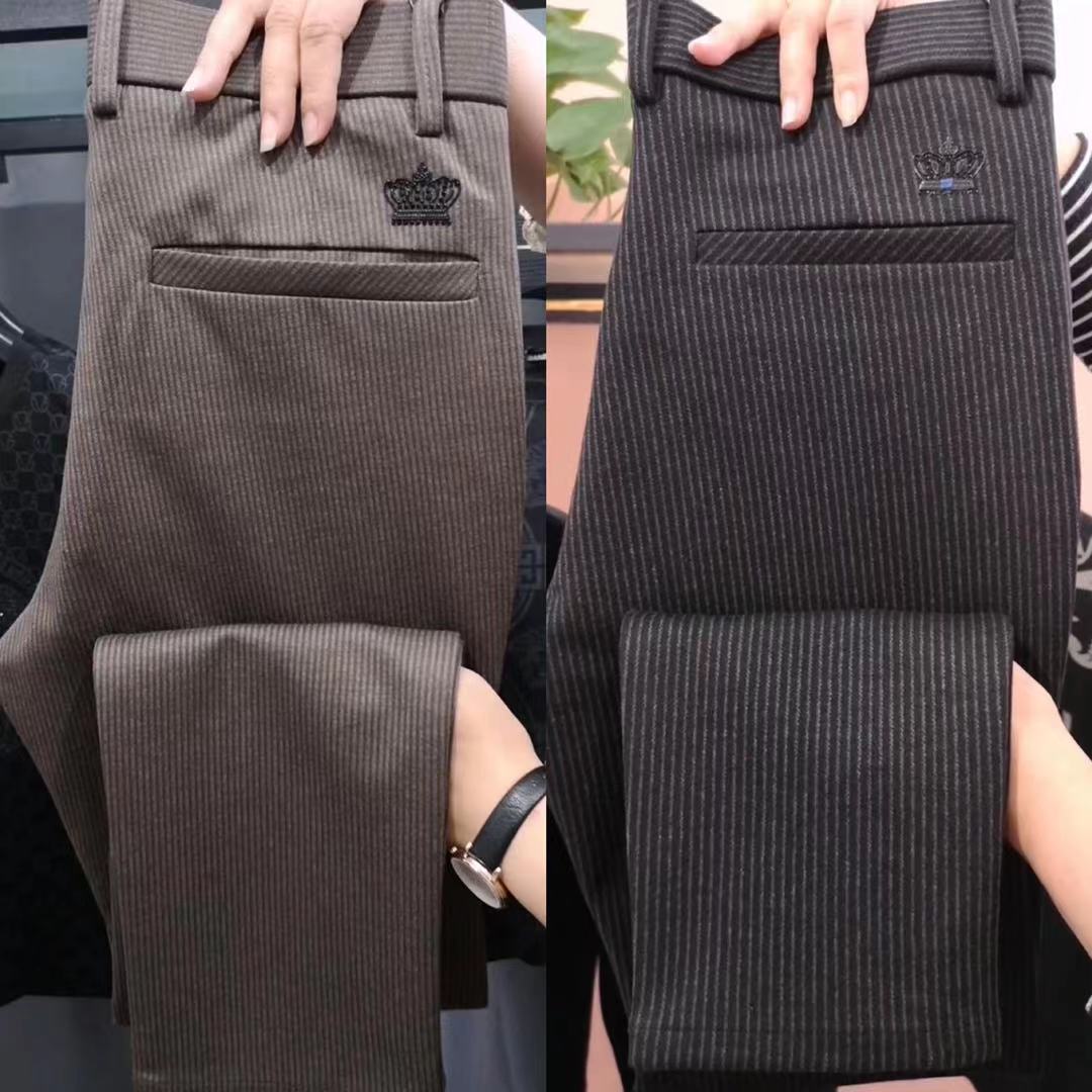 K1893男士秋冬条纹商务修身商务休闲小直筒西裤弹力舒适欧货裤子K