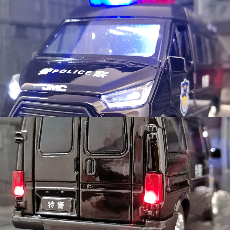 模型仿真jmc特顺警车特警公安合金车模金属车模