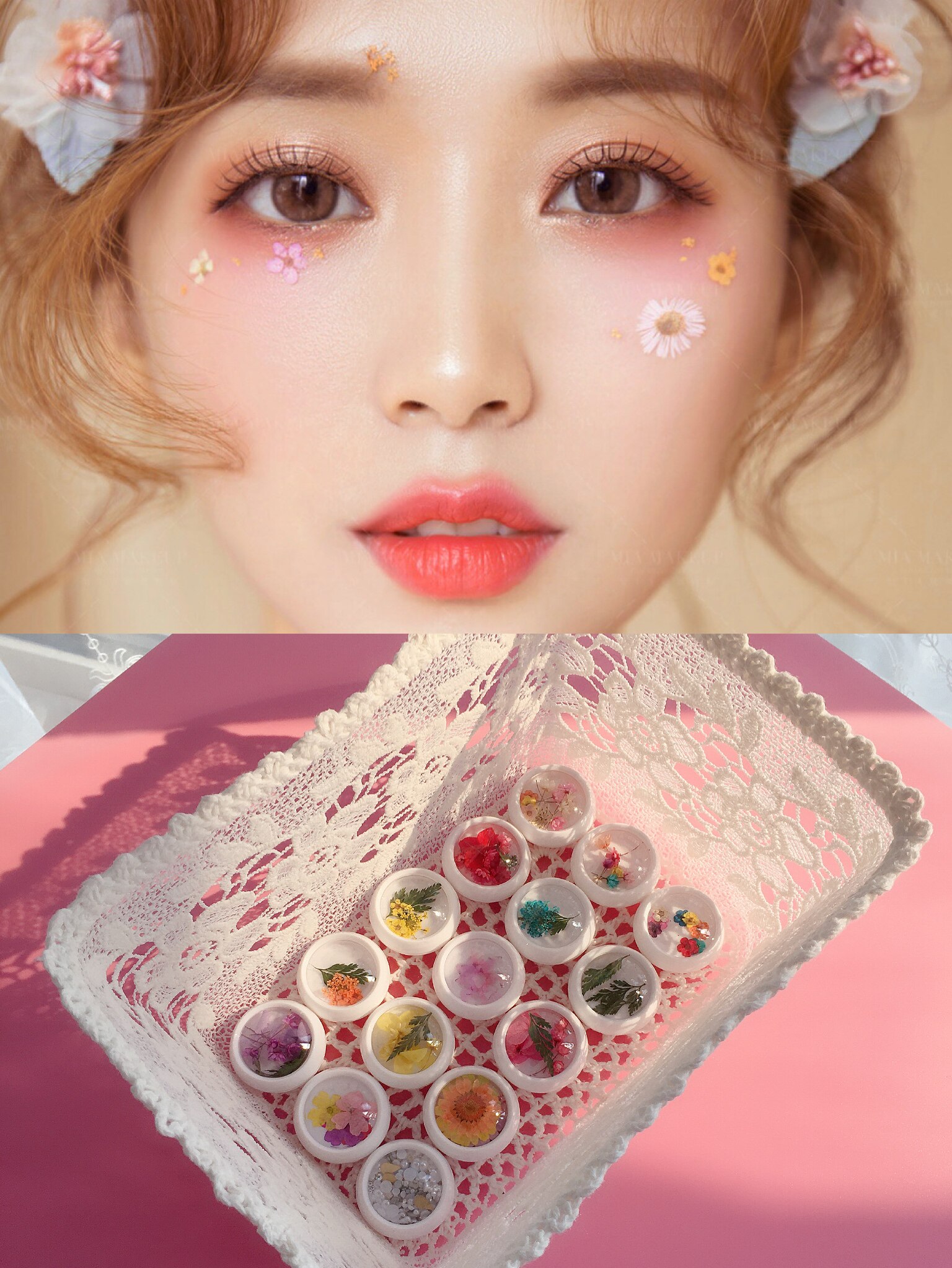 干花贴脸花瓣饰品仙女脸部装饰妆容化妆拍照干花