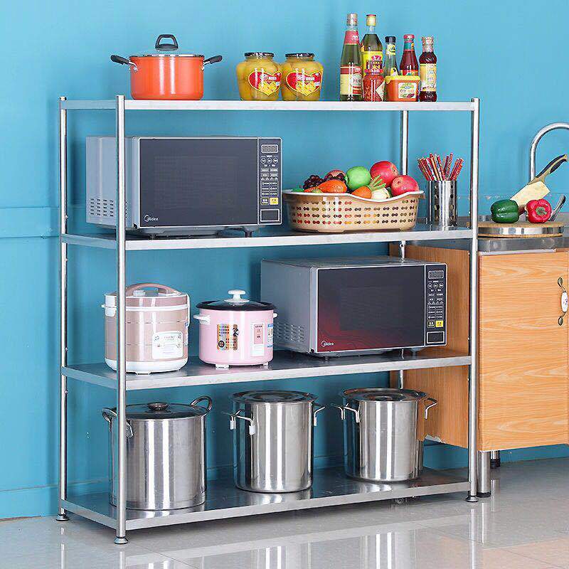 置物架厨房落地多层微收炉v架理不锈钢三层用品波纳整子架货架