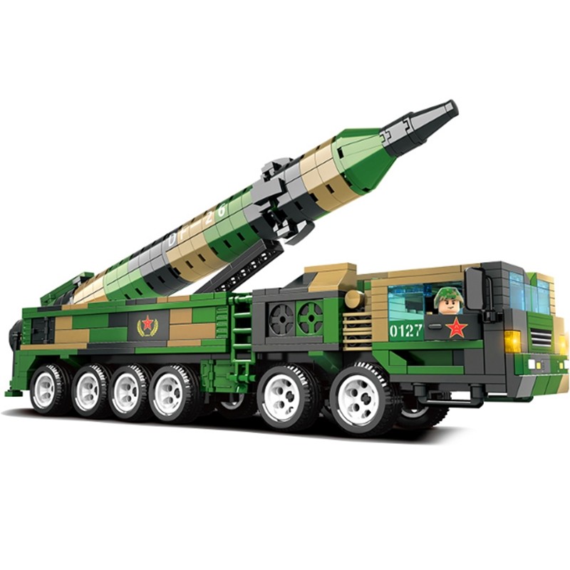 沃马益智拼装玩具导弹世界东风-26中程导弹积木模型男女孩包邮
