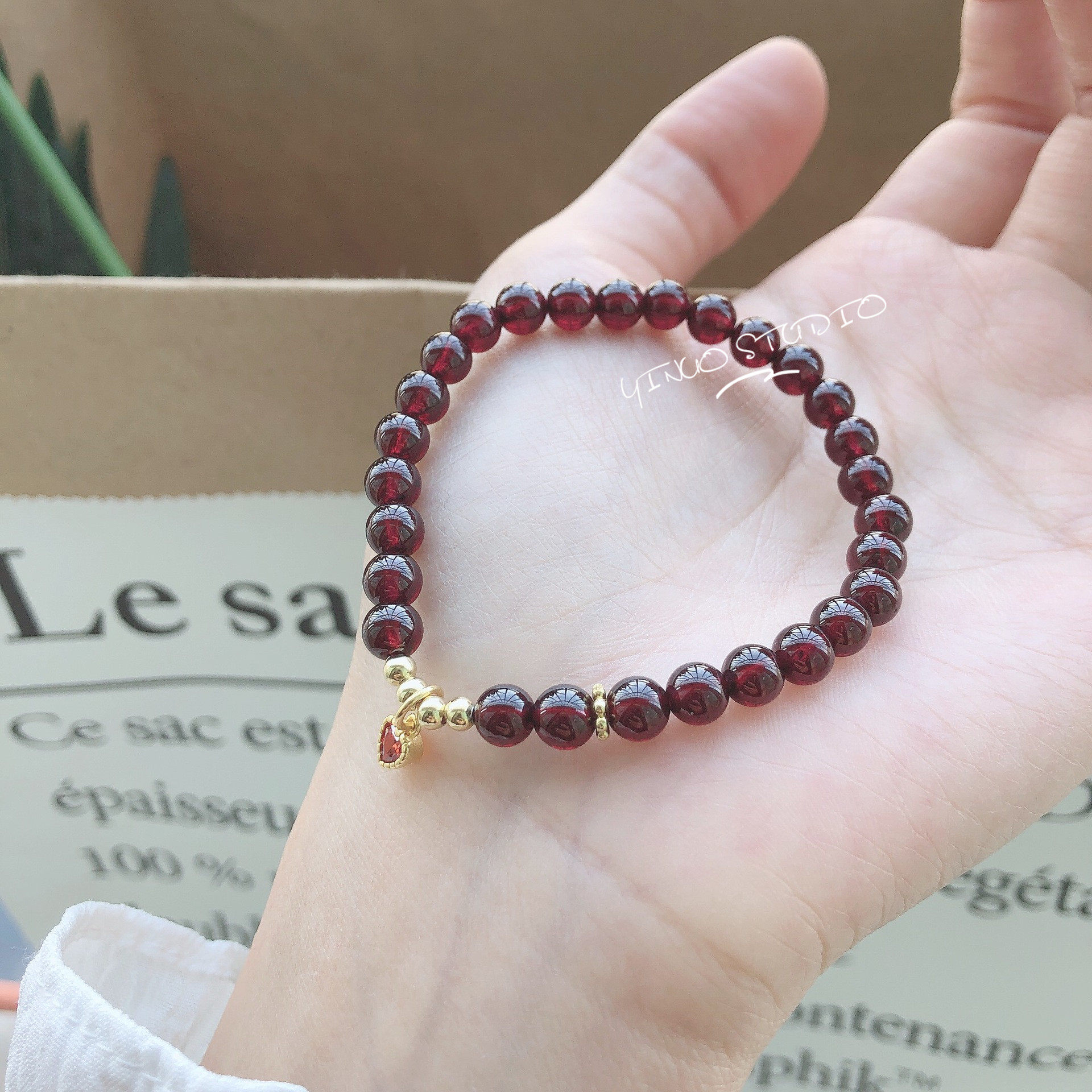 天然特级石榴石手链本命年红色女士手串神仙颜值手链