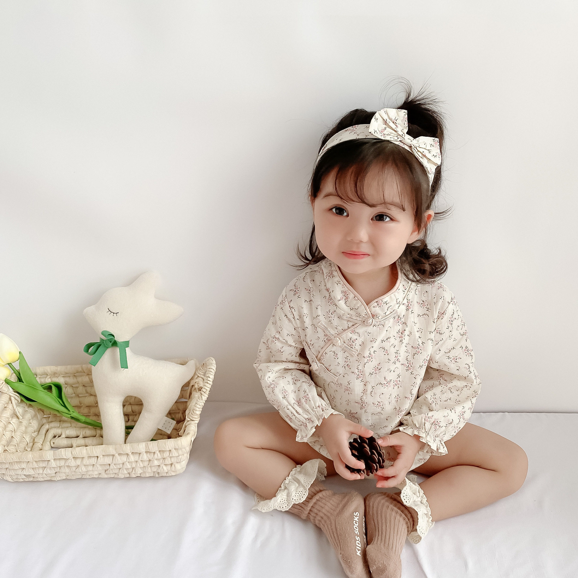 宝宝婴儿旗袍长袖国风中国公主春秋衣服满月连身衣