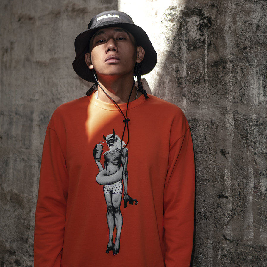 圣山服饰原创设计师合作藏式圆领雪怪印花纯棉卫衣