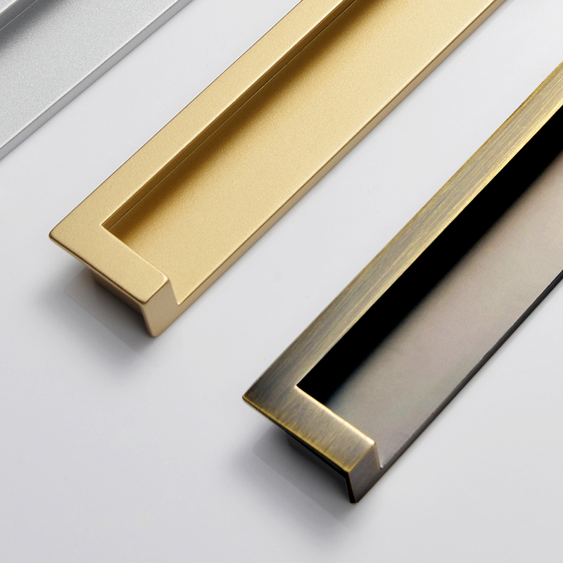 轻奢现代简约北欧衣柜柜橱柜门拉手抽屉隐形黑色小拉手