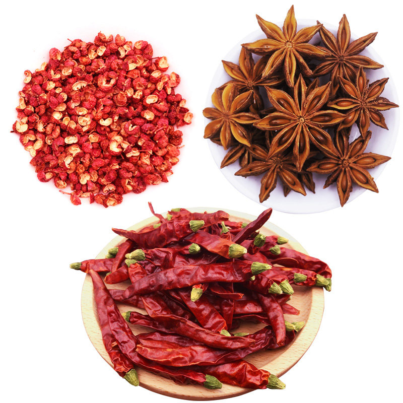 拍1发3花椒八角大料干辣椒家庭常用调料3件套装香料组合150克包邮
