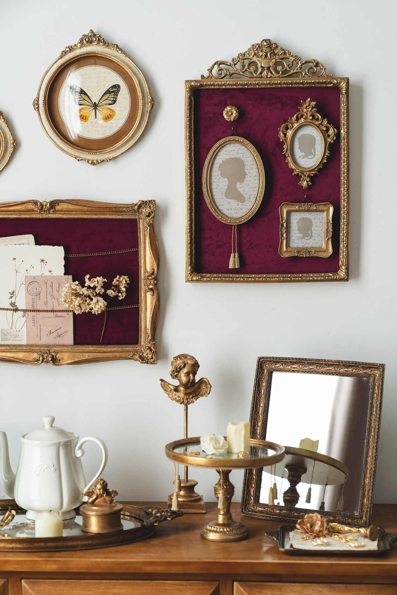 retro复古雕花挂框欧式卧室古典墙上装饰壁挂壁饰