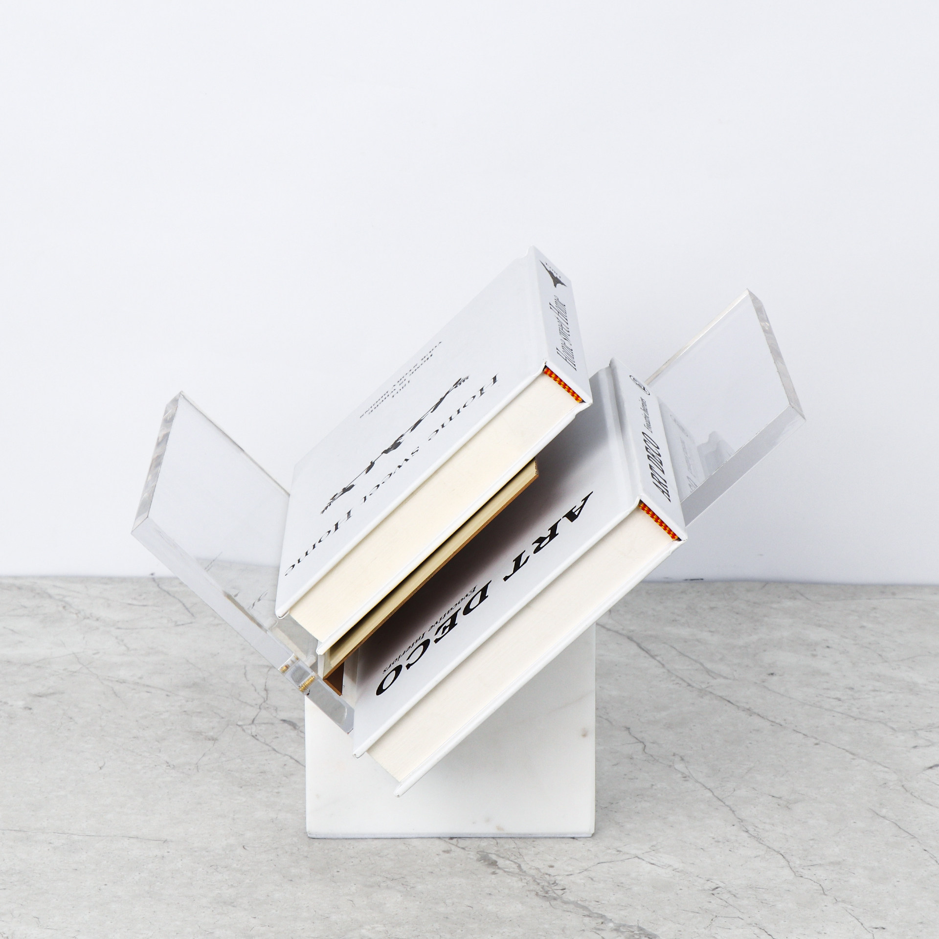 现代简约大理石亚克力书架书档书报夹摆件样板房售楼处软装饰品