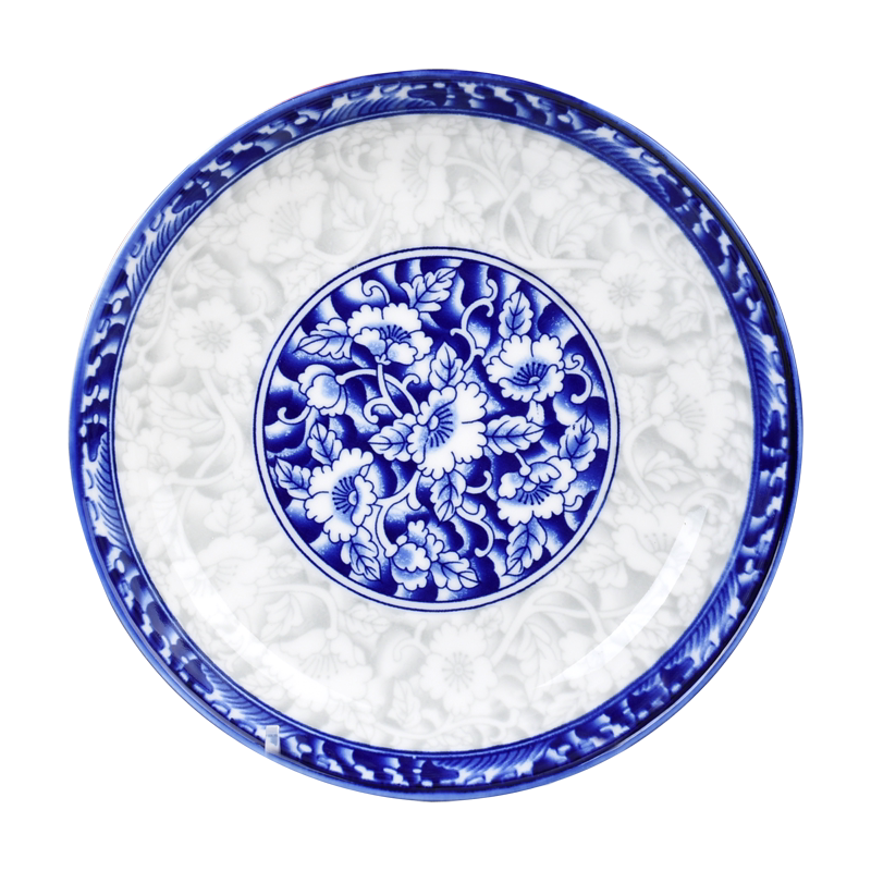 陶瓷盘子菜盘家用8英寸盘中中式青花瓷碟子10个盘
