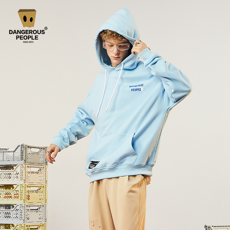 Dangerouspeople薛之谦dsp连帽卫衣泼墨纸袋人国潮秋季情侣款帽衫