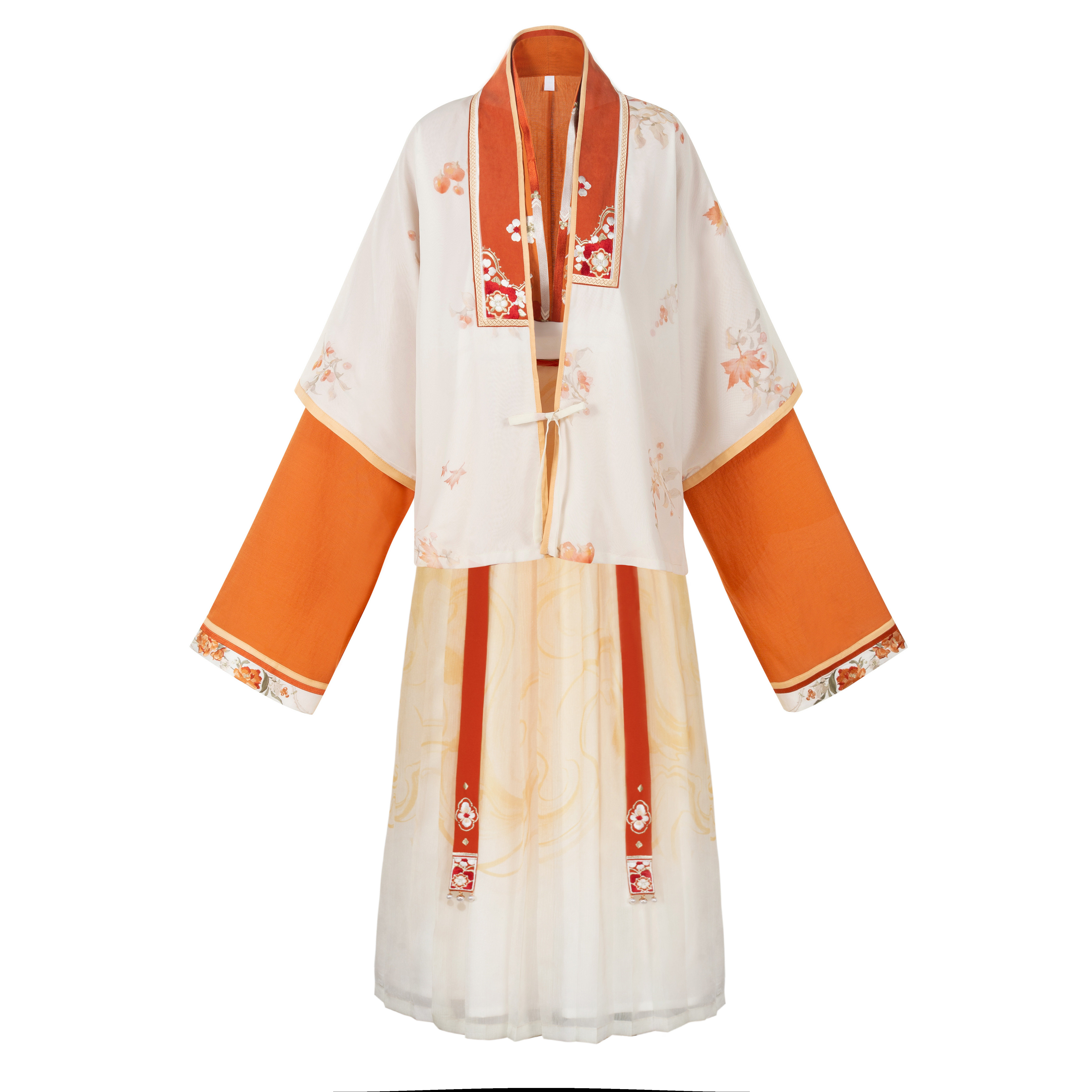 十三余半袖宋制汉绣花褶裙刺绣襟衫对襟小豆秋光汉服