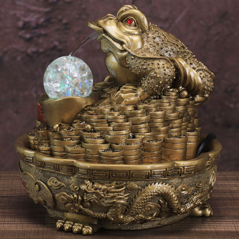 金蟾吐水转运珠发光转球流水喷泉开业乔迁新居礼品风水招财摆件