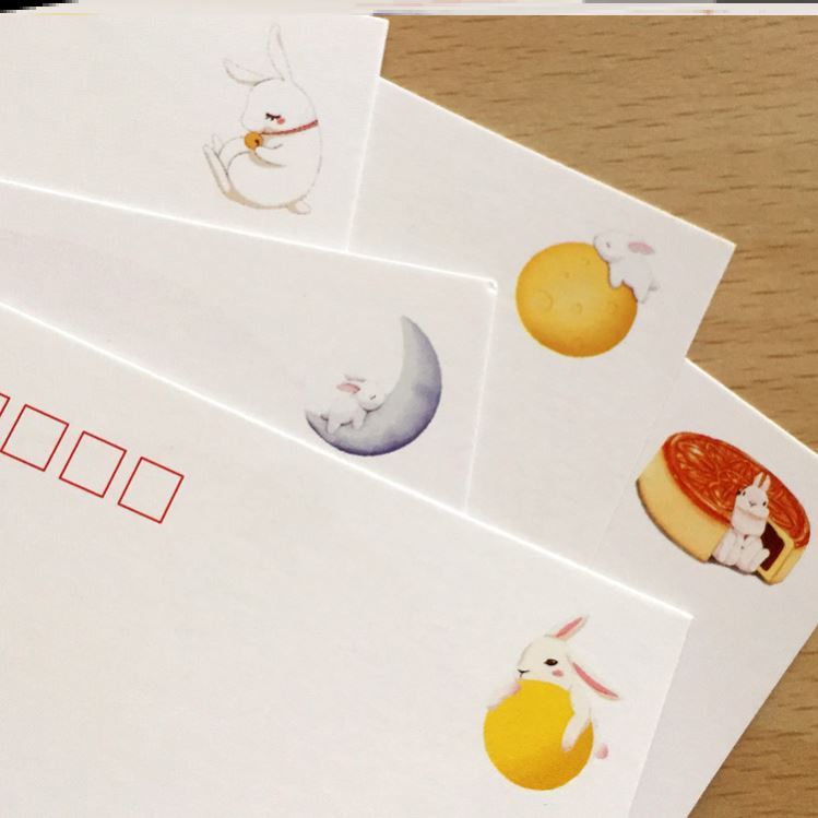 中秋快乐明信片小卡卡片月饼贺卡2021新款创意贺卡