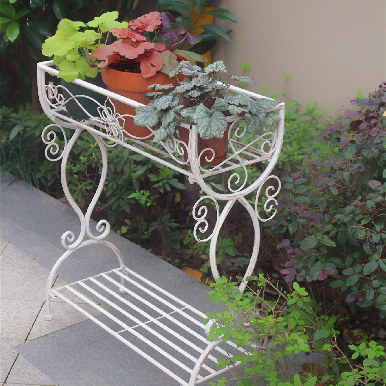 户外铁艺复古双层花架花园别墅阳台多肉盆栽装饰花架