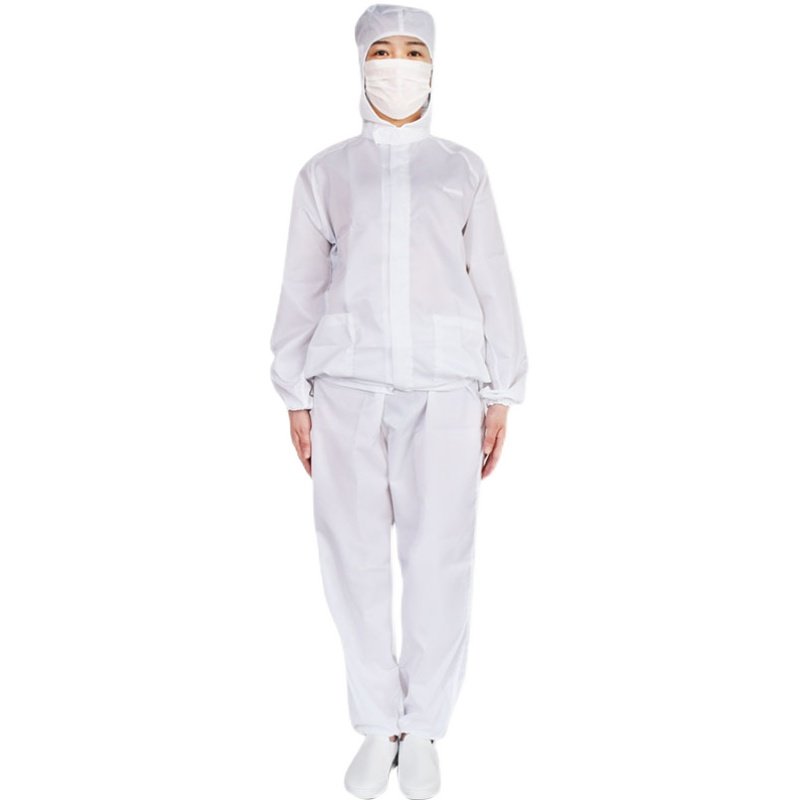食品厂工作服套装防油防尘防粘毛纯白无尘车间工厂防护服