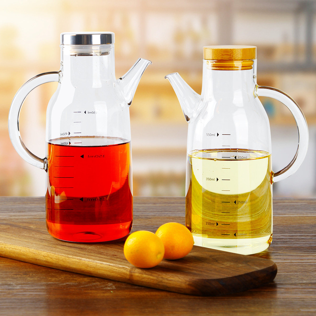 油瓶北欧加厚高硼硅玻璃油壶防漏刻度家用厨房油壶