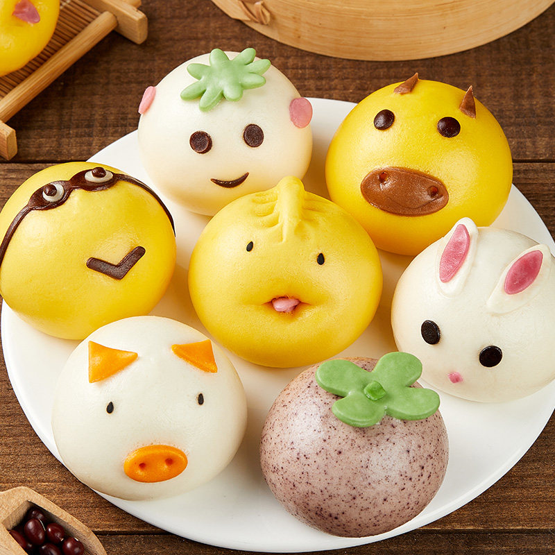 卡通多种儿童宝宝半成品果蔬口味包子包多种猪猪包点