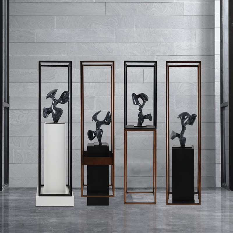 酒店大堂现代不锈钢雕塑底座台客厅展示台装饰大理石摆件艺术品
