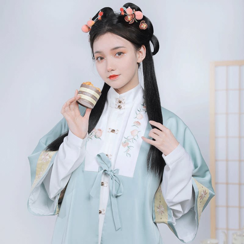 明制立领对襟直袖窄袖上衣纯白内搭中衣原创汉服