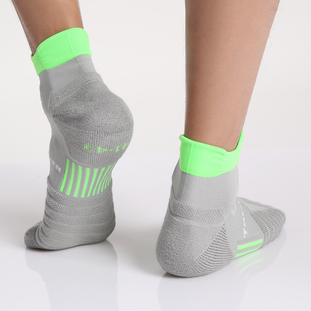 coolmax速干跑步压缩袜子马拉松篮球荧光短袜男士运动袜
