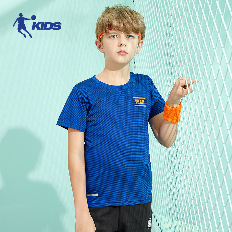 乔丹短袖儿童圆领上衣洋气透气童装衣服夏装儿童速干t恤