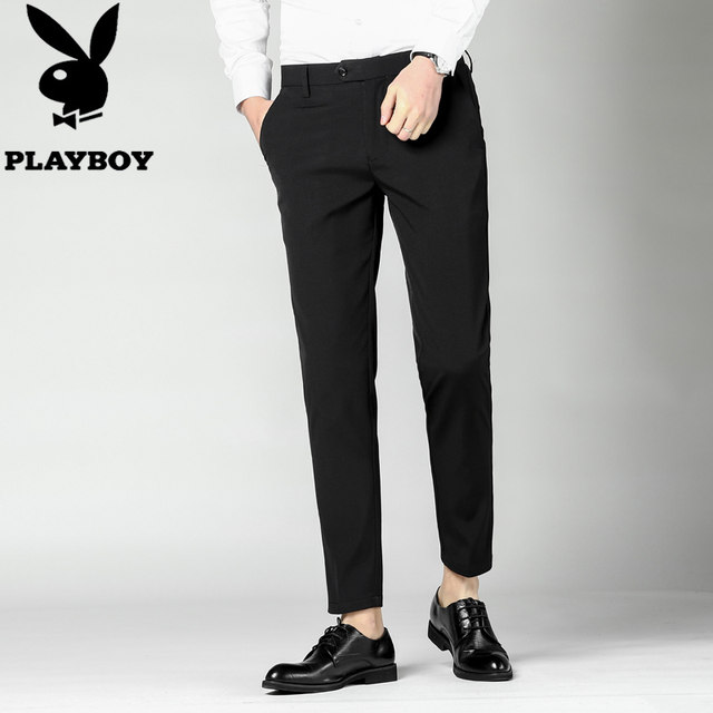 Playboy 2020 new men straight Slim trousers suit pants micro stretch pants suit male business suits Playboy 2020 new men straight Slim trousers suit pants micro stretch pants suit male business suits