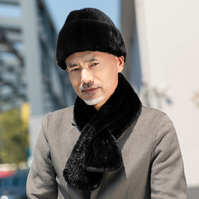 皮帽新款貂皮男士冬季保暖水貂毛裘东北户外帽子