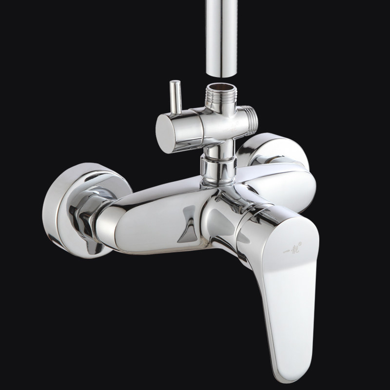 全铜二出花洒水龙头4分开关阀门冷热水三通一进角阀