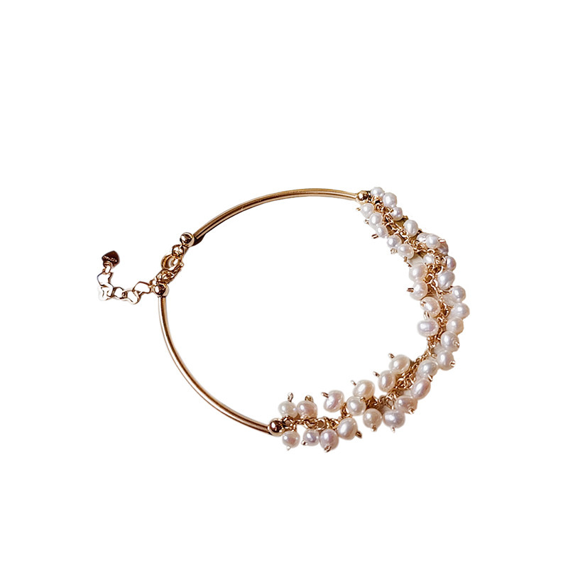 14k金天然淡水珍珠缠绕手链时尚百搭淑女气质ins风纯手工绕线手镯