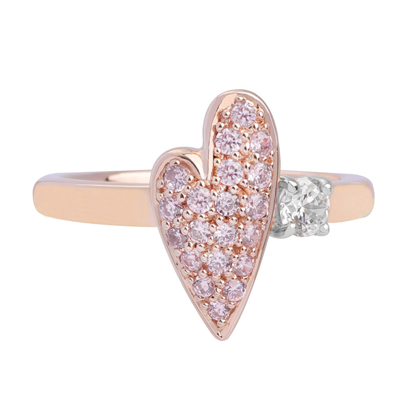 arte艾尔蒂心形镶钻戒指beloved挚爱纯银镀金指环戒指