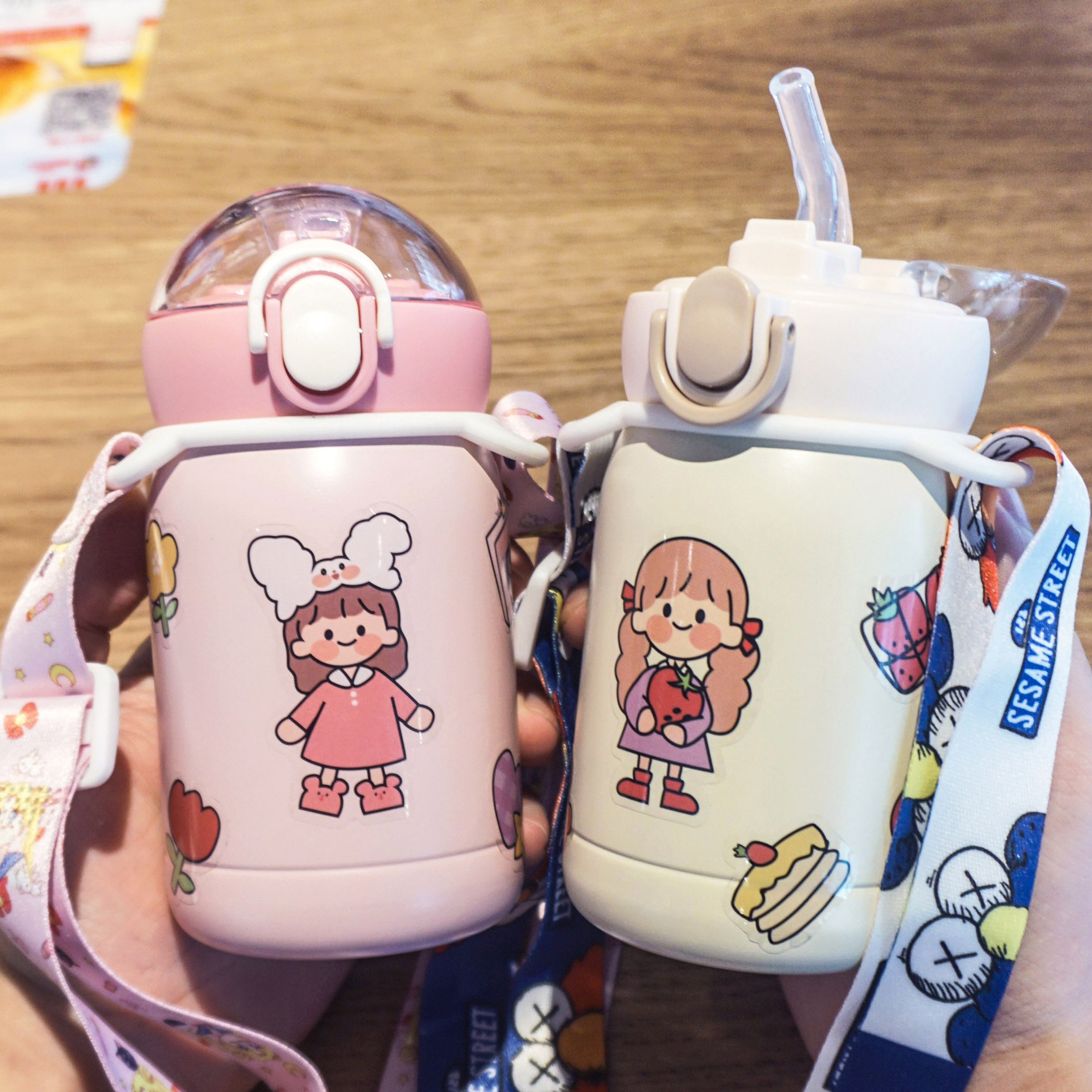 儿童保温杯吸管少女ins可爱女生超萌便携小学生保温杯