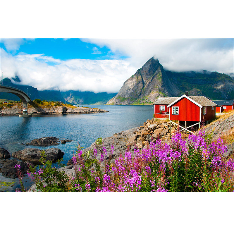 贴画墙壁风景画贴纸自粘网红直播乡村美景客厅墙贴