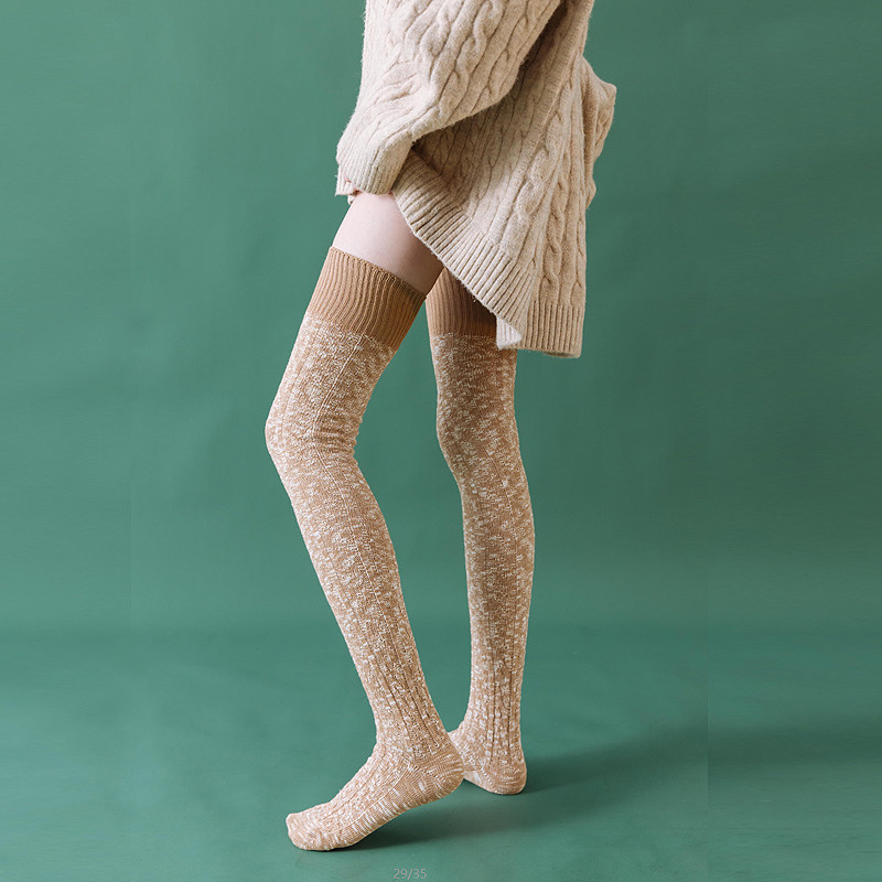 袜子女秋冬保暖加厚超长过膝高筒大腿粗线棉袜长筒袜