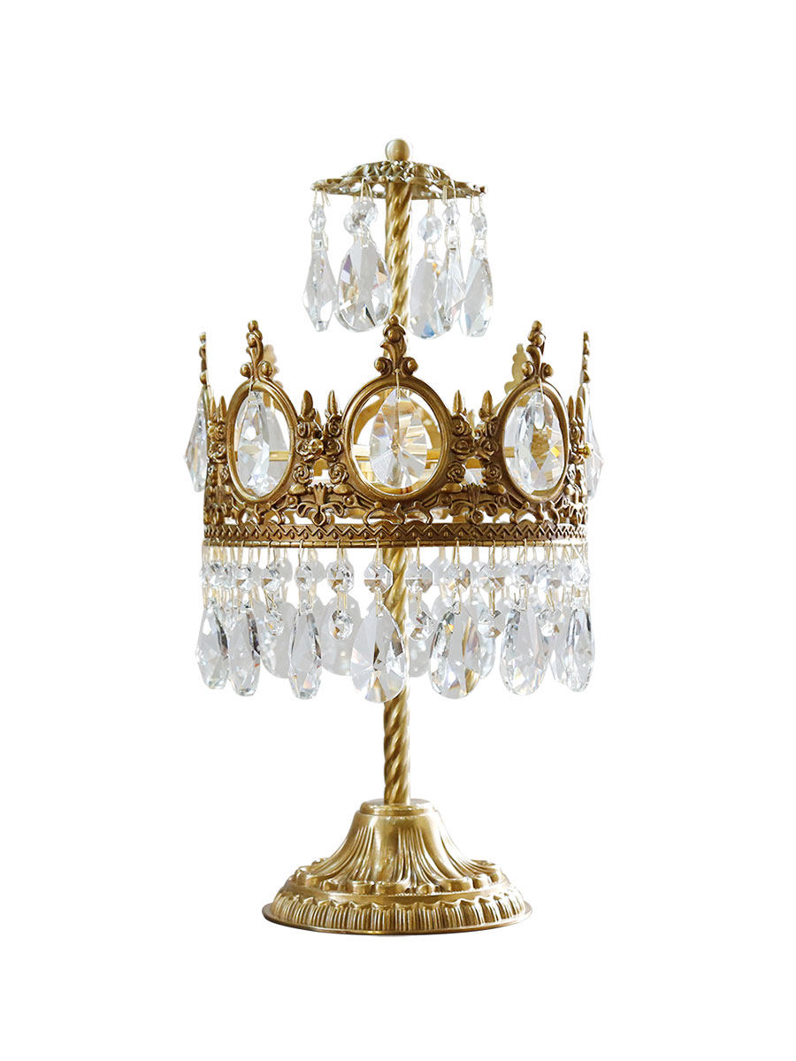 西早欧式复古黄铜水晶台灯巴洛克奢华卧室客厅装饰台灯