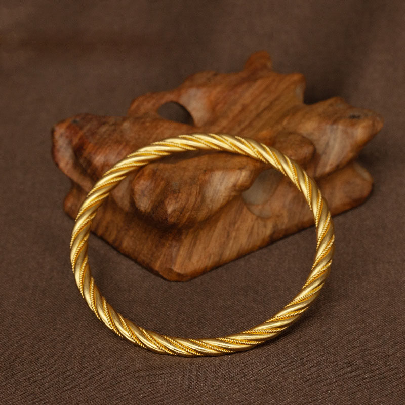 手镯麻花女友足金黄金手工金包银平安编织古法手镯