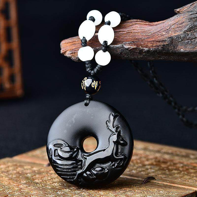 祥安阁财禄又余吊坠2022虎年属猪生肖转运珠黑项坠