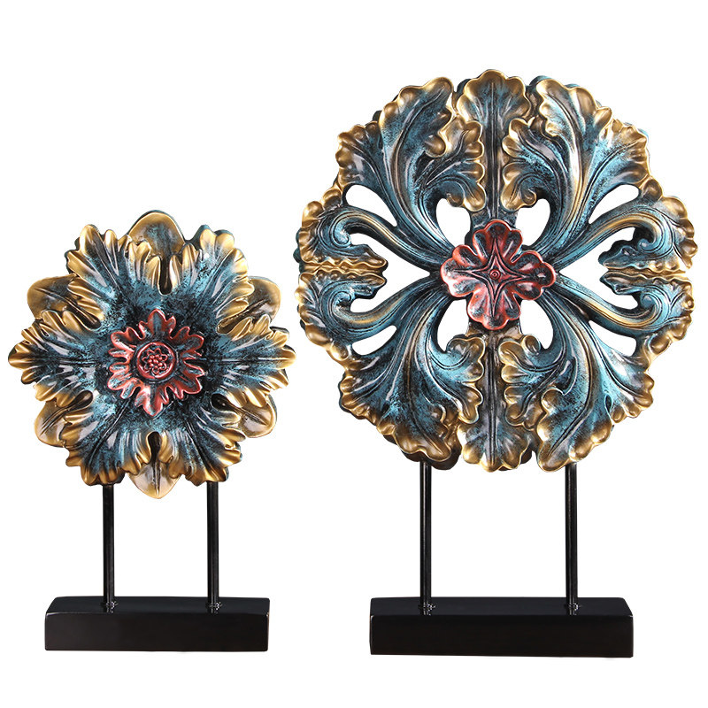 美式风格工艺品花开富贵摆件新家软格调摆设玄关餐边柜摆件