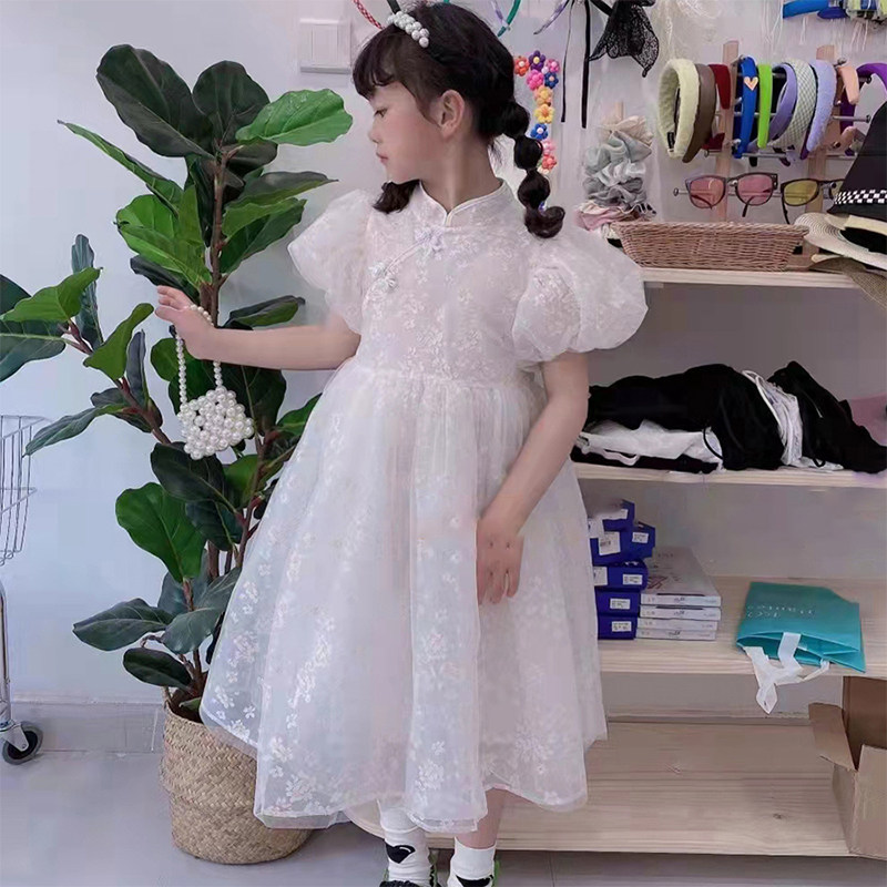 波拉韩国童装女童连衣裙2022夏季儿童中国国风连衣裙