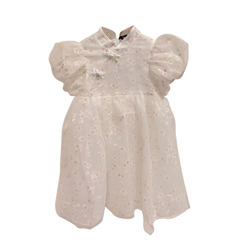 波拉韩国童装女童连衣裙2022夏季儿童中国国风连衣裙