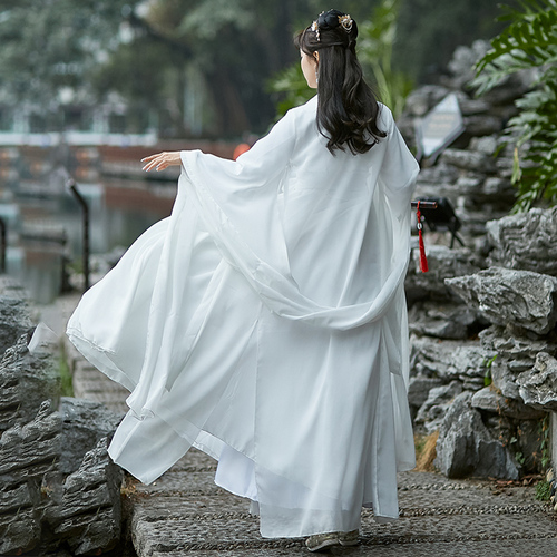 古典舞演出服女白色汉服女仙气飘逸古风超仙广袖清新淡雅仙女古装